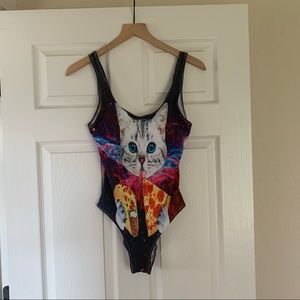 One piece swimsuit pizza taco space cat